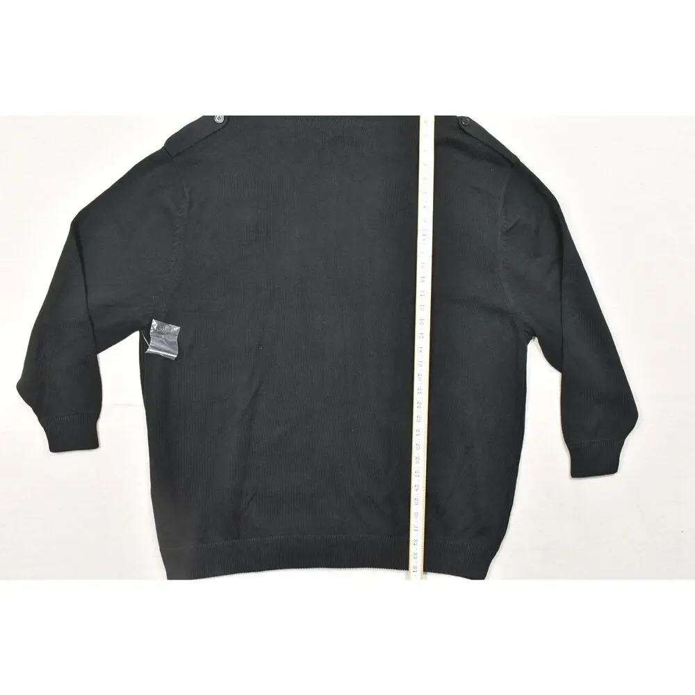 SYNRGY Men 4XLT Black Full Zip Mock Neck Sweater 100% Cotton Military Style NEW